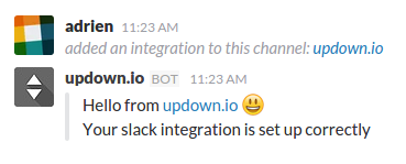 screenshot of the test message